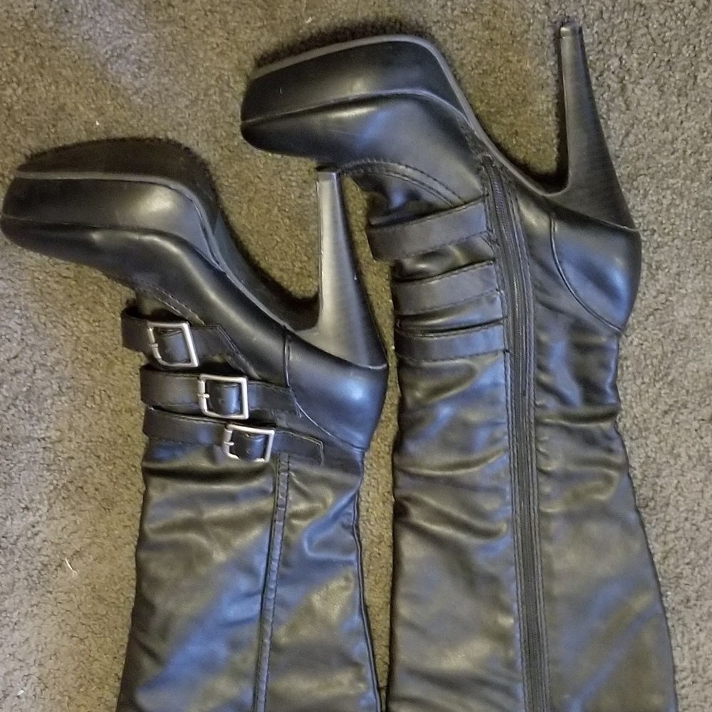Black high heel boots